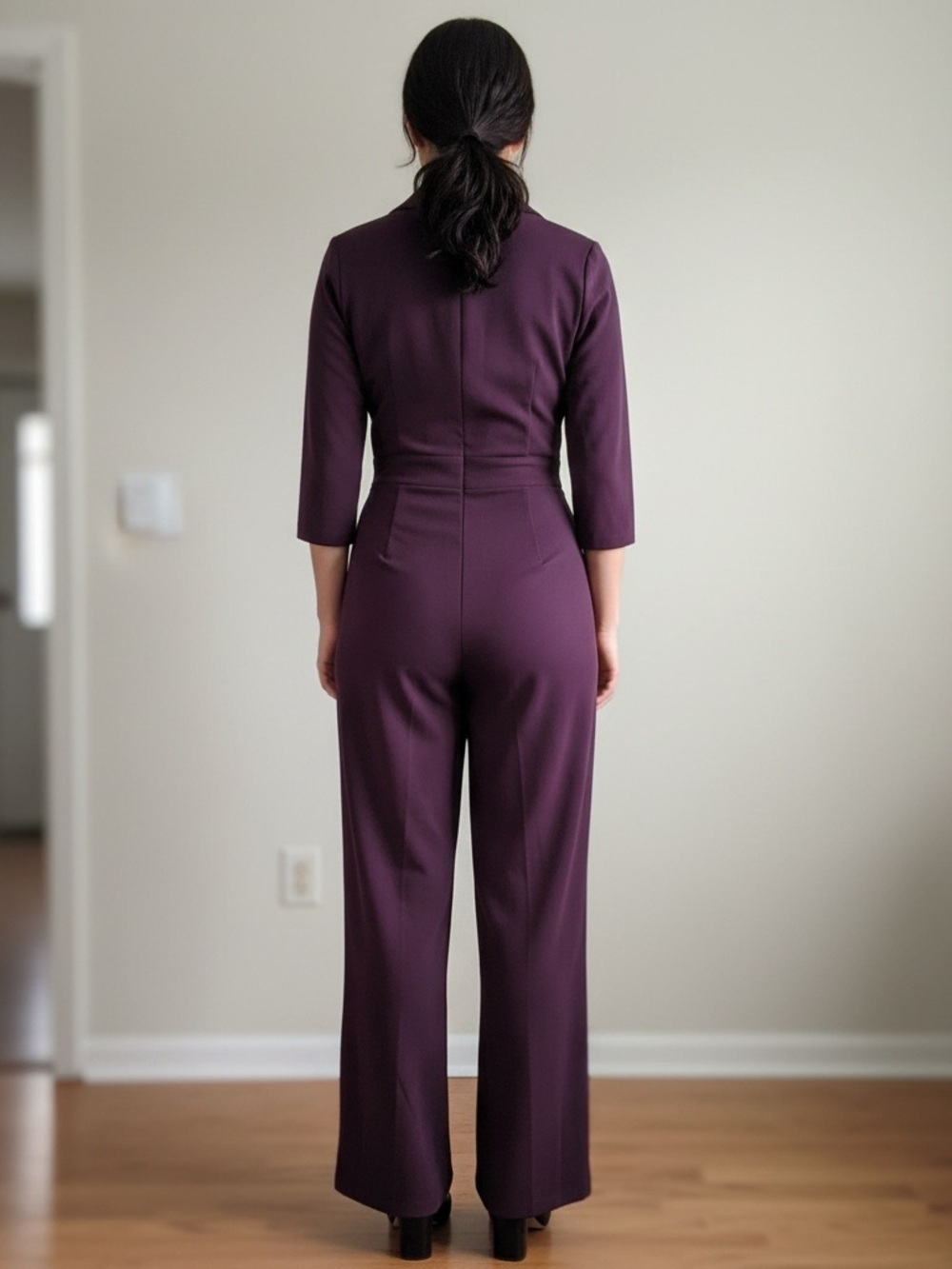 Sophisticated Plum Blazer Jumpsuit - Picture 4 of 8